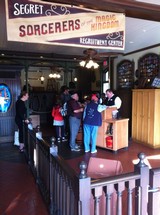 Prospective participants line adult to play a “Sorcerers of a Magic Kingdom” diversion during Walt Disney World’s Magic Kingdom thesis park in Lake Buena Vista, Fla.